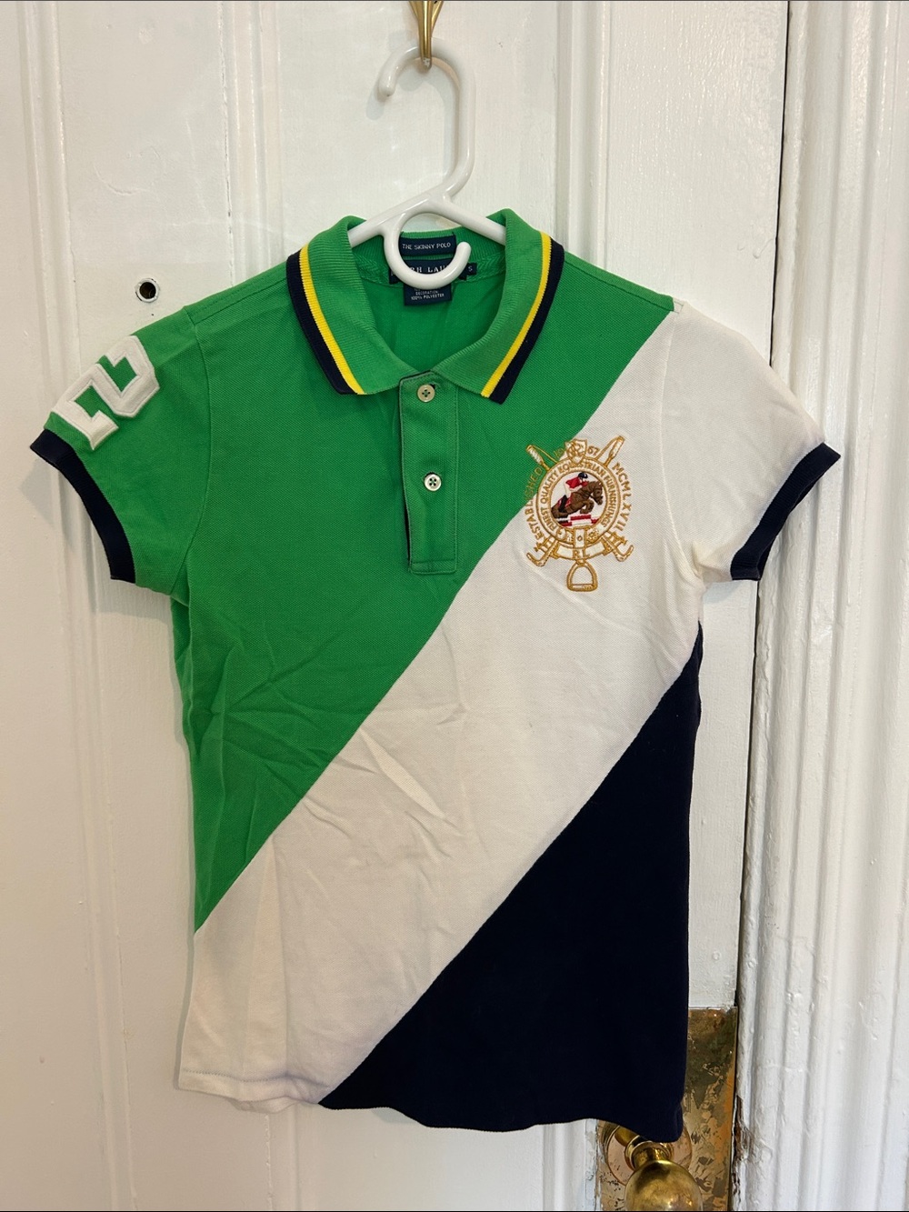 Ralph Lauren Green White Navy Colorblock Polo Tee